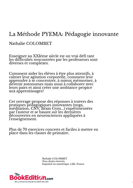 Synopsis du Livre La Méthode Pyema - Pédagogie Innovante de Nathalie Colombet